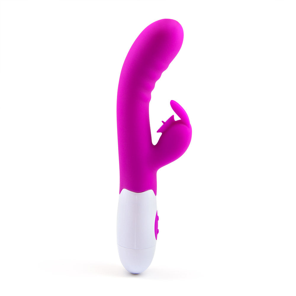 Dual pleaser Rabbit vibrator with licking stimulator