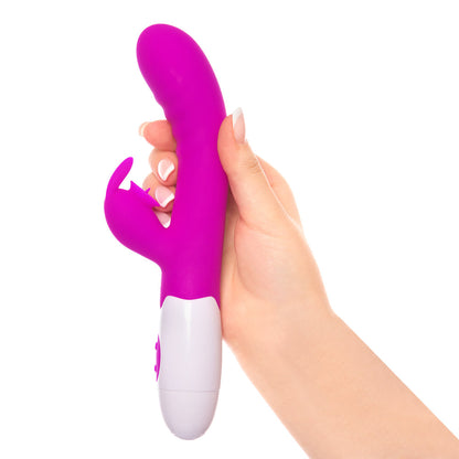 Dual pleaser Rabbit vibrator with licking stimulator