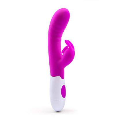 Dual pleaser Rabbit vibrator with licking stimulator