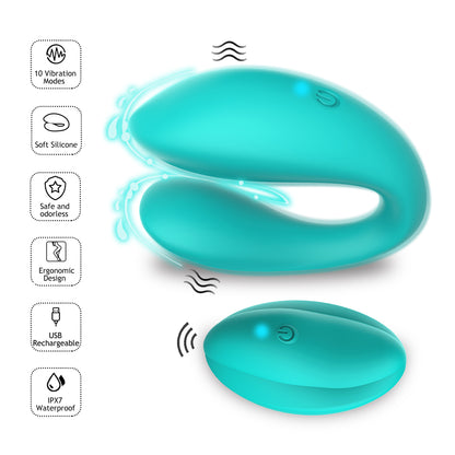 HELEN-10 Frequency U Shape Remote Control Double Vibrating Vagina Vibrators