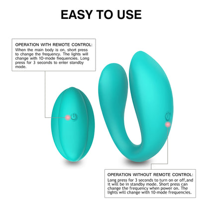 HELEN-10 Frequency U Shape Remote Control Double Vibrating Vagina Vibrators