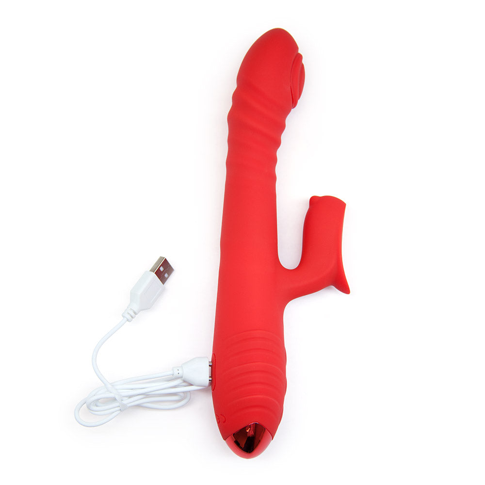 Dual glow Rechargeable thrusting rabbit vibrator