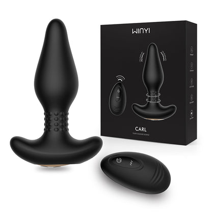 CARL-SexToy Silicone 360 Degree Rotation USB Charging Wireless Remote Anal Plug for Men