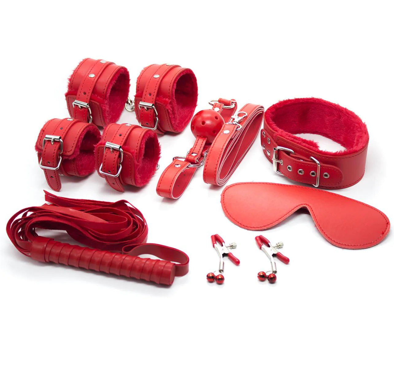 FAUX RED LEATHER BONDAGE STARTER PACK