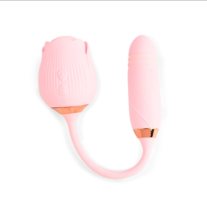 Thruster Rose Shape Clitoral Silicone Vibrator