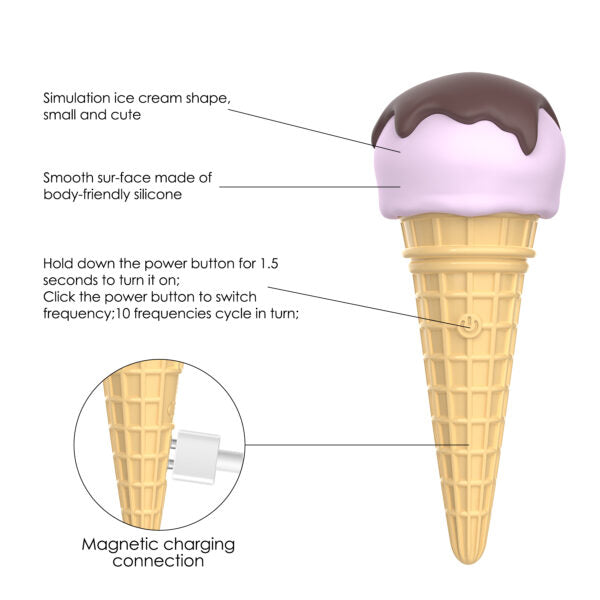 Doris-Wholesale Manufacturer OEM 10 frequenies Ice Cream Vibrator