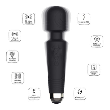 CINDY-Silicone USB Reacharge Stong Powerful Handheld AV Big Body Wand Massager