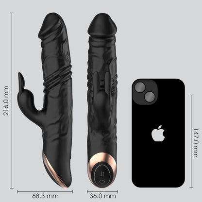 New Wholesale Big Black Telescopic Realistic Dildo Sex Toy Thrusting Rabbit Dildo Vibrator For Women