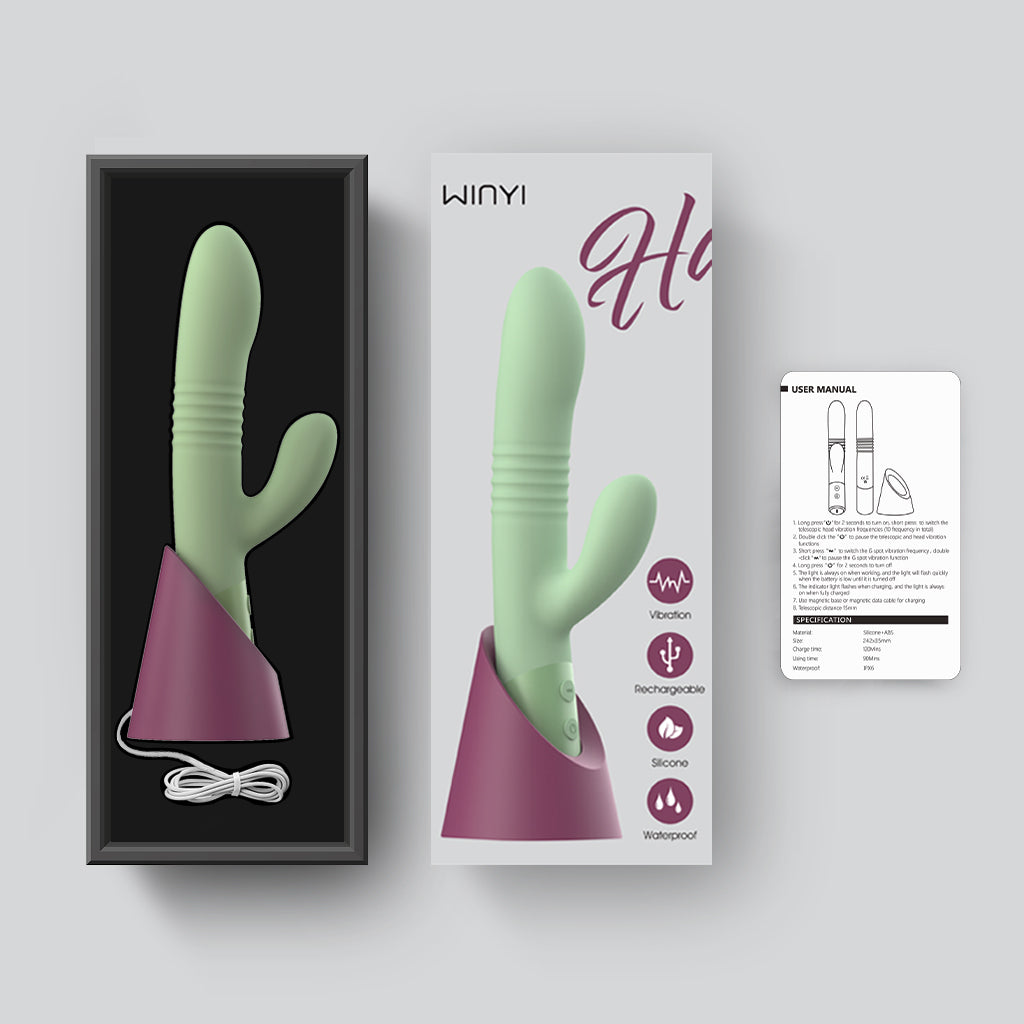 Hailey-New Double Head Telescopic Thrusting Vibrator Rabbit Vibrator