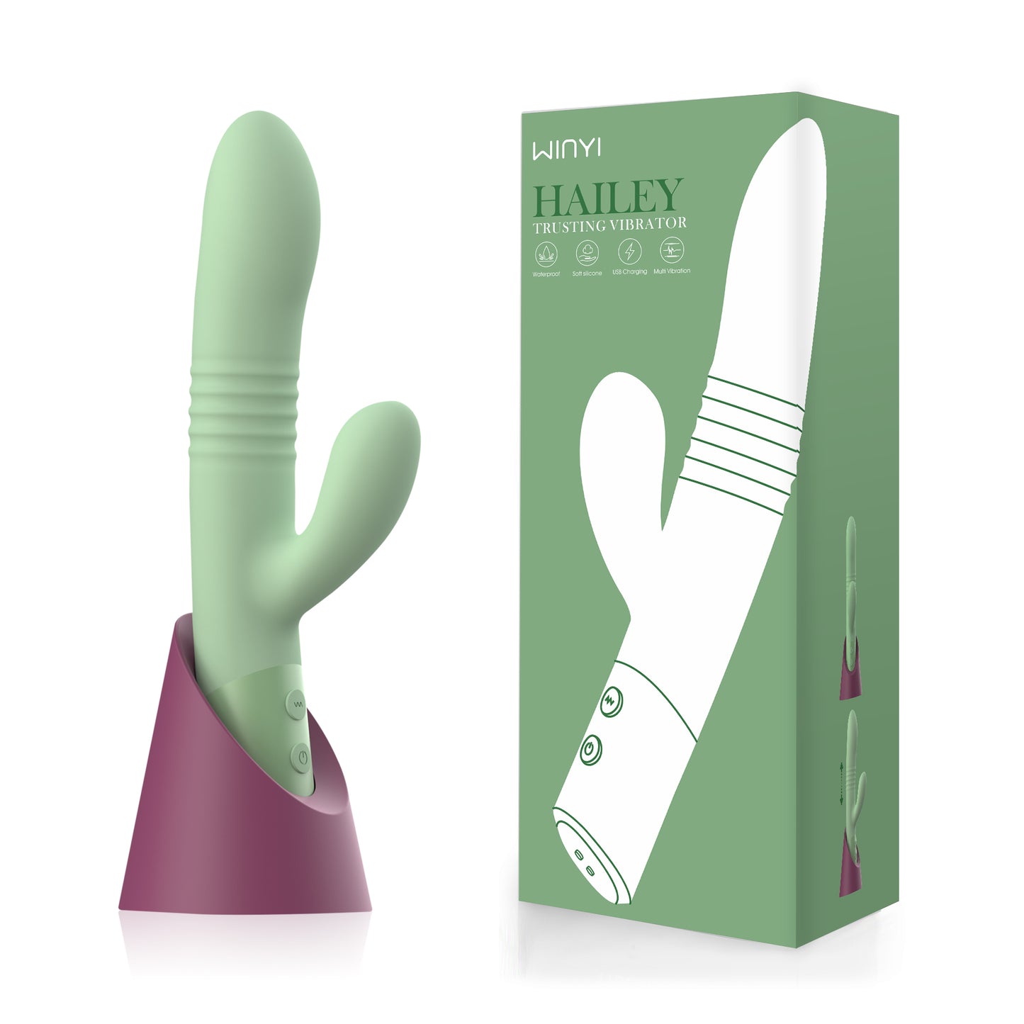 Hailey-New Double Head Telescopic Thrusting Vibrator Rabbit Vibrator