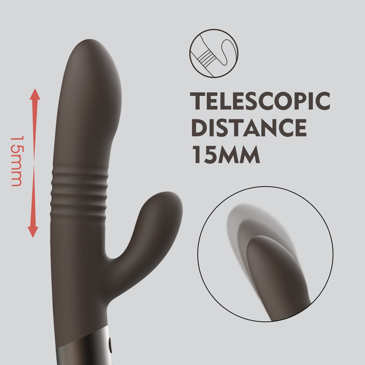 Hailey-New Double Head Retractable Rabbit Vibrator (Chocolate)