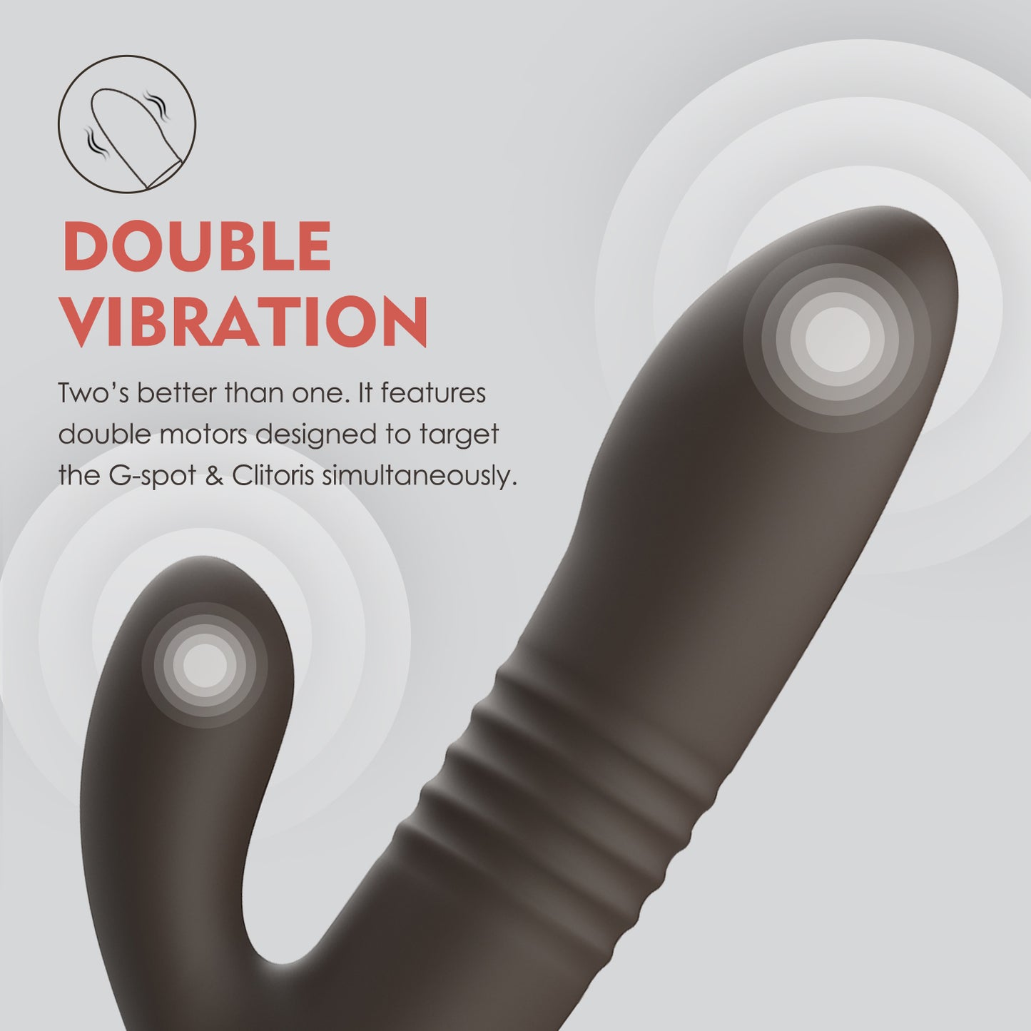 Hailey-New Double Head Retractable Rabbit Vibrator (Chocolate)