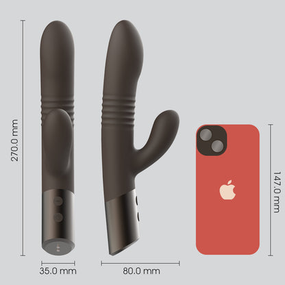 Hailey-New Double Head Retractable Rabbit Vibrator (Chocolate)