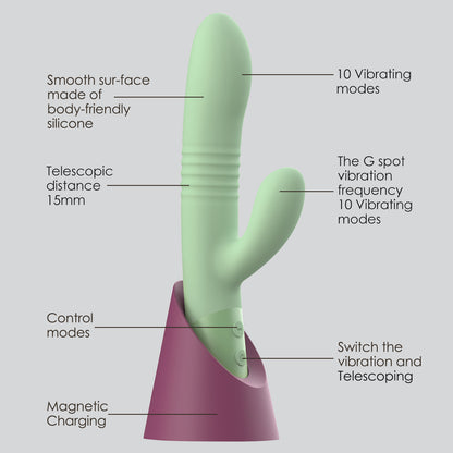 Hailey-New Double Head Telescopic Thrusting Vibrator Rabbit Vibrator