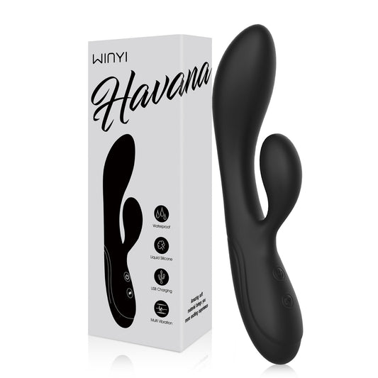 Wholesale Adult Sexual Dual Vibration Liquid Silicone 10 Mode Rabbit Vibrator Black