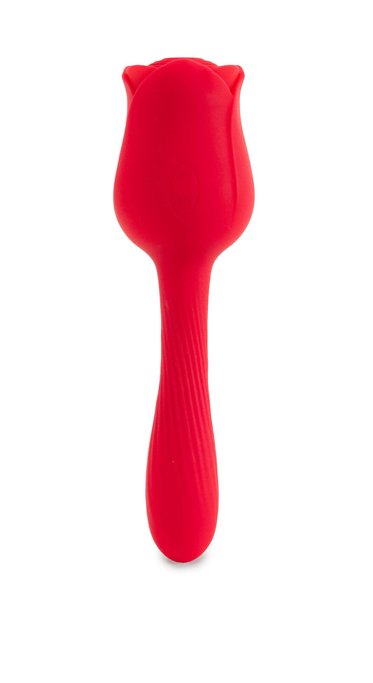 Long Red Rose Shape Clitoral Silicone Vibrator