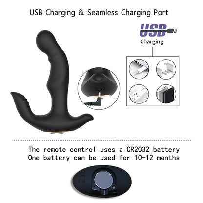 CHARLES II-Couple Sex Toys Rechargeable Remote Anal Vibrator Butt Plug Prostate Massage