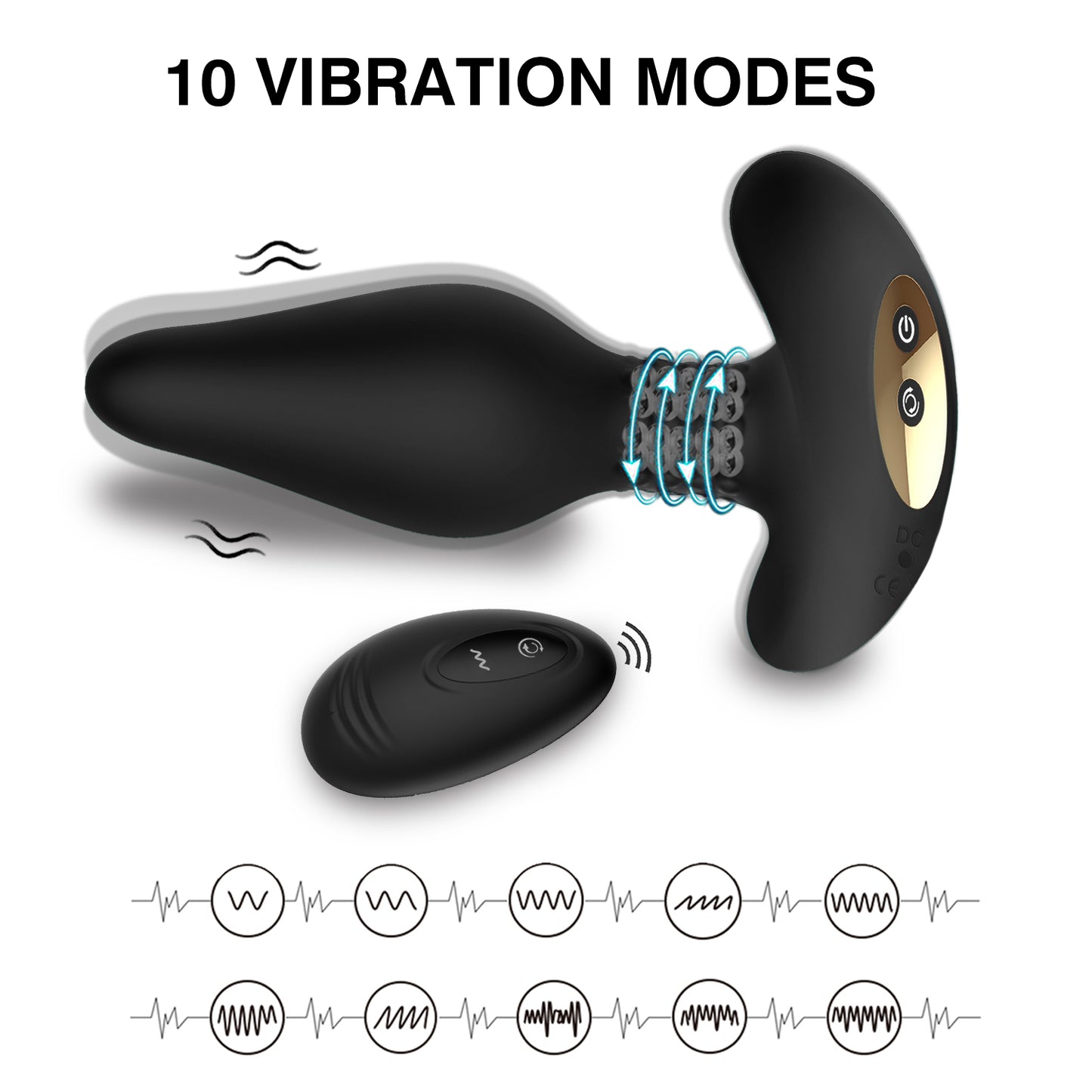 CARL-SexToy Silicone 360 Degree Rotation USB Charging Wireless Remote Anal Plug for Men