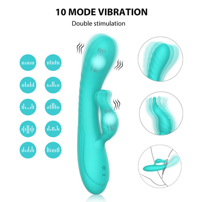 CHOLE-Dual Head 10 Vibration clit stimulator Press Massage Vegina Wand Vibrator