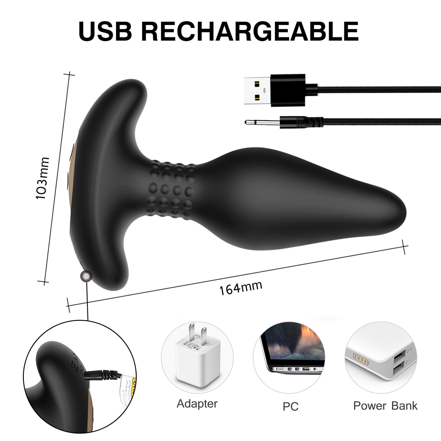 CARL-SexToy Silicone 360 Degree Rotation USB Charging Wireless Remote Anal Plug for Men