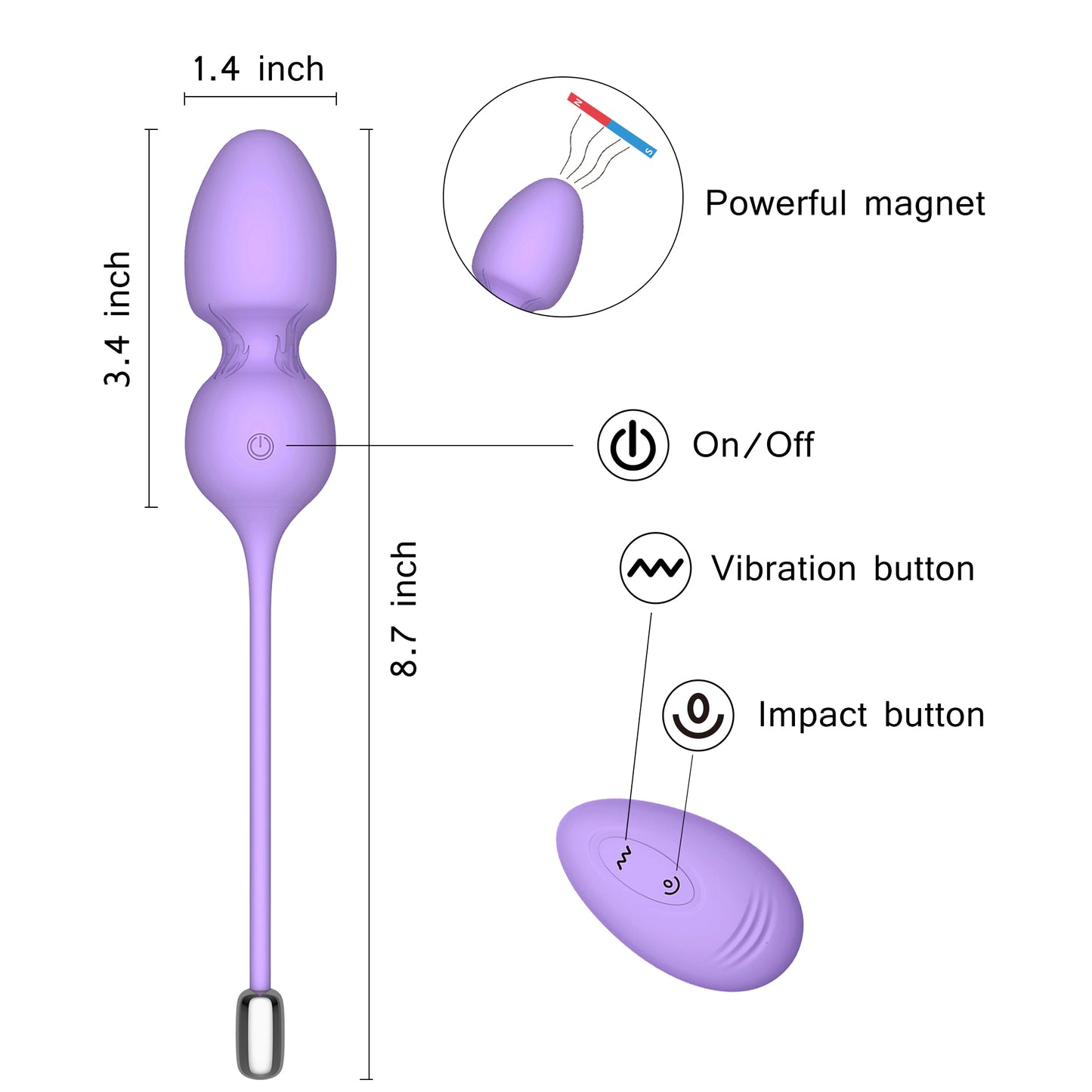 VICTORIA-Sexual Vibrator electromagnetic steel ball impack Kegel Exercises Balls With Remote For Women Men