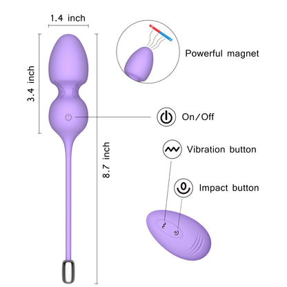 VICTORIA-Sexual Vibrator electromagnetic steel ball impack Kegel Exercises Balls With Remote For Women Men