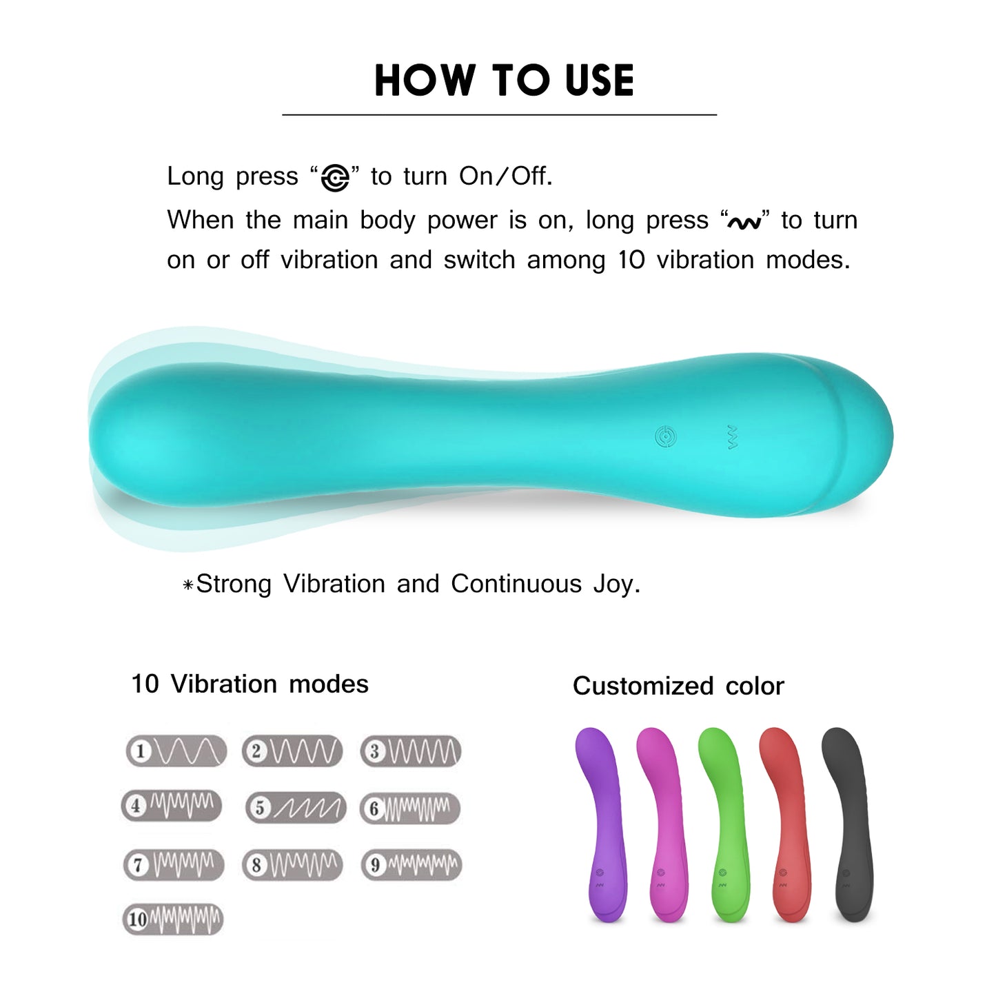 MARINA-liquid Silicone 10 Mode Wireless Usb Wand G Spot Av Vibrator For Women Black