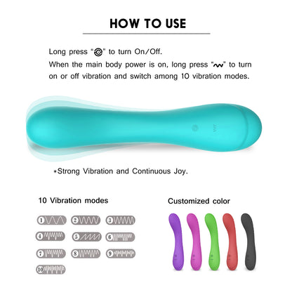 MARINA-liquid Silicone 10 Mode Wireless Usb Wand G Spot Av Vibrator For Women Black