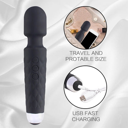 memory setting rechargeable 10 mode Vibrating AV Mini Wand Massage