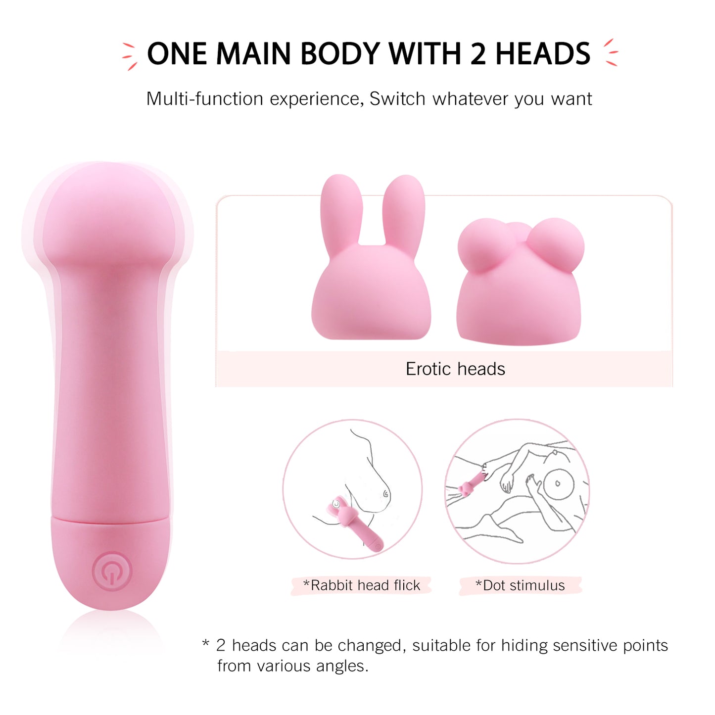 3 Head Electric Sex Vibrator Pussy Vaginal Body Mini Hand Massager For Women