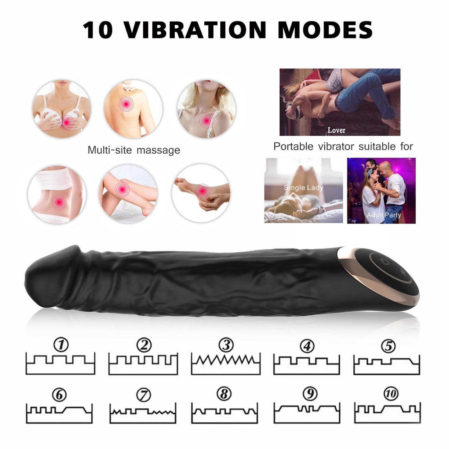 TERRY- Wholesale Adult Sex Toy 10 Mode Silicone Realistic Dildo Vibrator