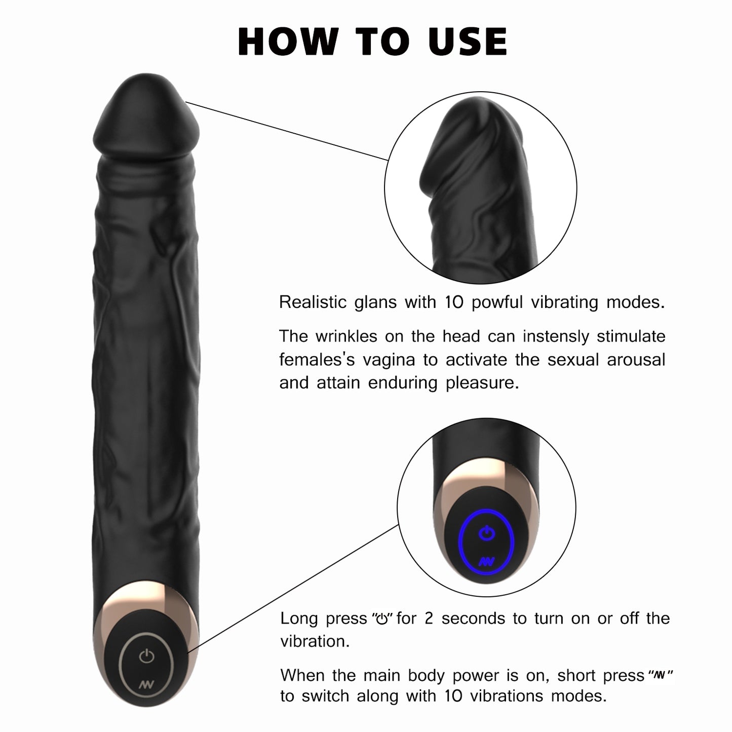 TERRY- Wholesale Adult Sex Toy 10 Mode Silicone Realistic Dildo Vibrator